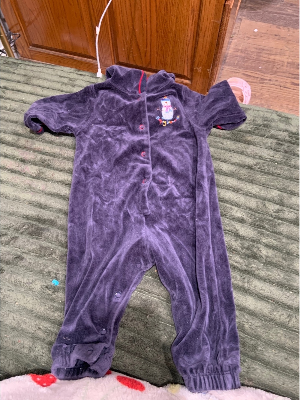 Infant purple velour footed sleeper